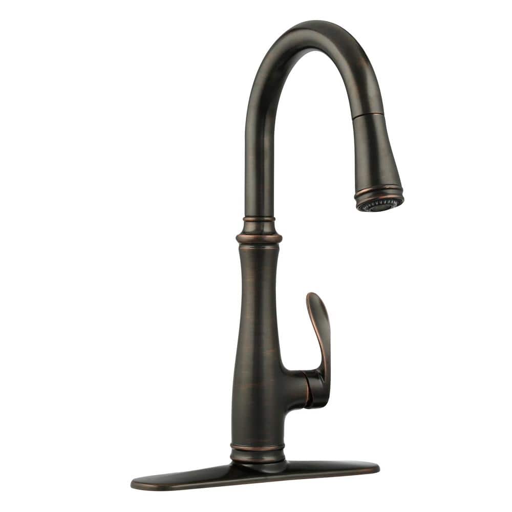 Oil-Rubbed Bronze Pull-Down Kitchen Faucet with Spray