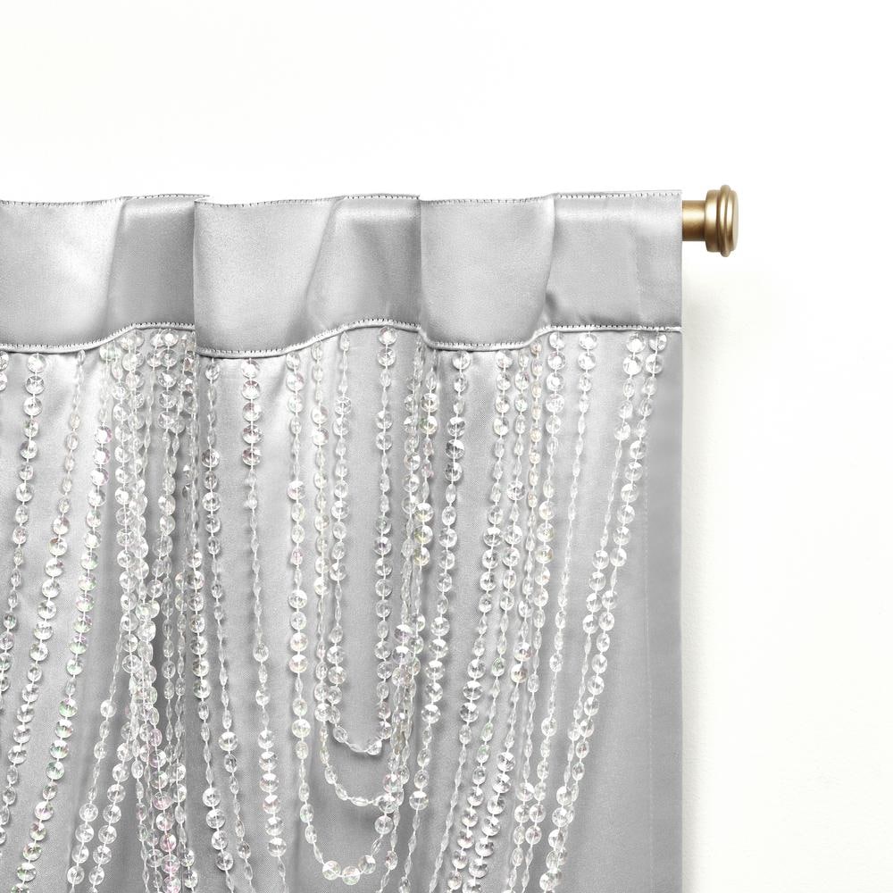 Silver Polyester Room Darkening Pleated Curtain Panels