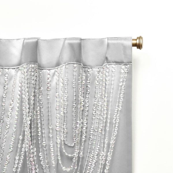 Bliss Silver Solid Room Darkening 54 in. x 96 in. Hidden Tab Top Curtain Panel (Set of 2)