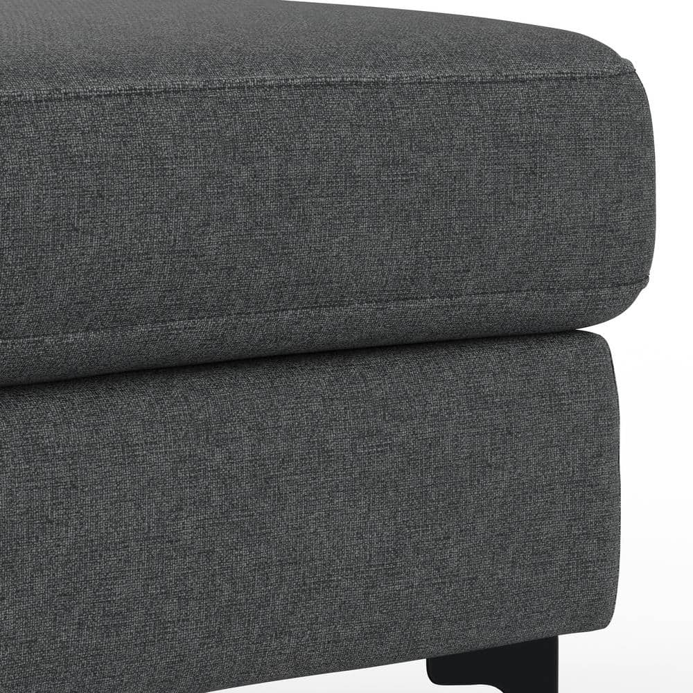 Ava Pebble Grey Upholstered Ottoman with Metal Legs