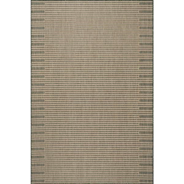 Debrin Striped Green 5 ft. x 8 ft. Outdoor Area Rug