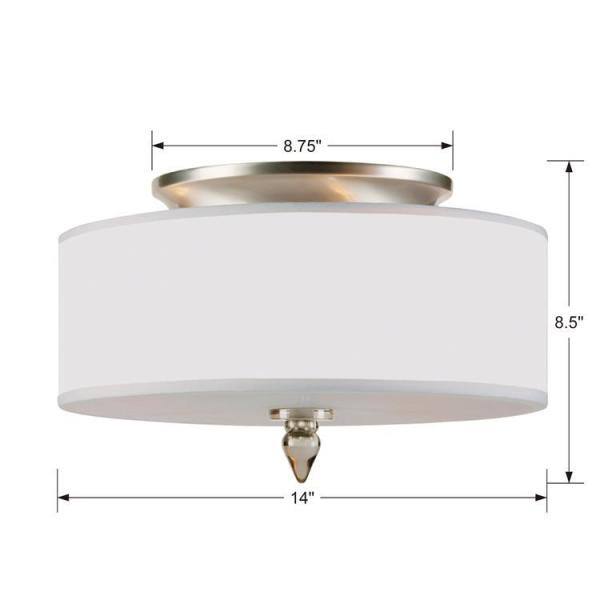 Luxo Satin Nickel Crystal Drum Ceiling Mount Light