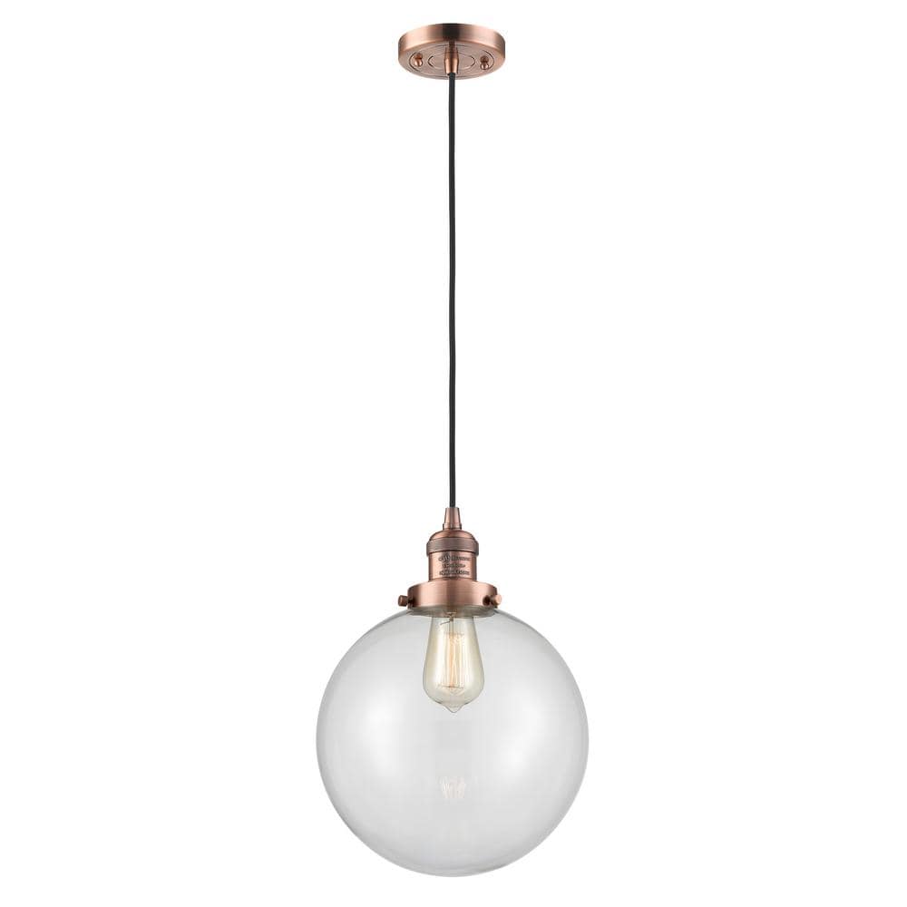 Antique Copper Mini Pendant with Clear Glass Globe
