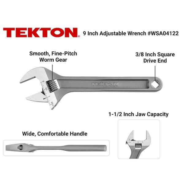 9 Inch Wide-Jaw Adjustable Wrench (1-1/2 Inch Capacity)