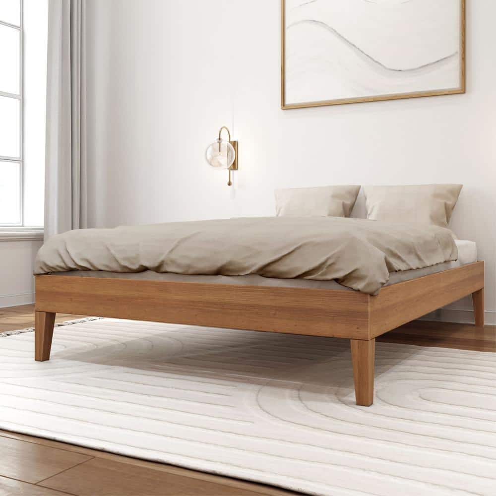 Brown, Wood Frame, Full-Size Platform Bed, Matte Pecan - thumbnail 10