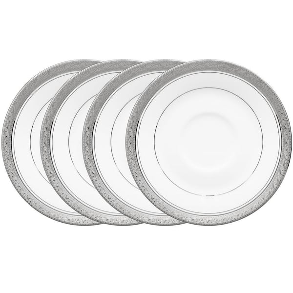 Crestwood Platinum 6 in. (Platinum) Porcelain Saucers, (Set of 4)