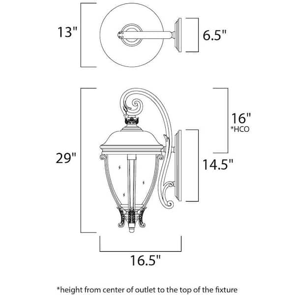 Camden Vivex 3-Light Black Outdoor Wall Lantern Sconce