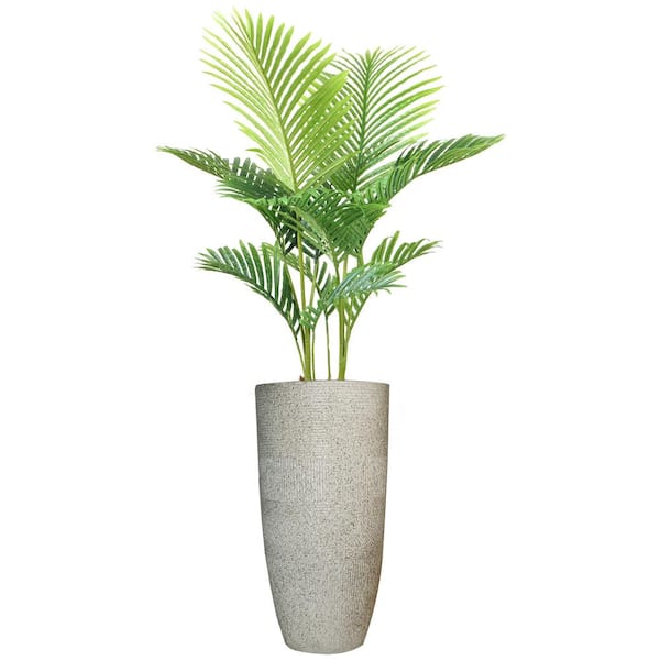 VINTAGE HOME Artificial Faux Real Touch 4.84 ft. Tall Palm Tree with Fiberstone Planter