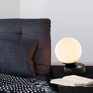 Capri 6.25 in. 11-Watt Black Indoor ETL Certified Integrated LED Table Lamp with 4-Way Touch Sensor 3-Step Brightness