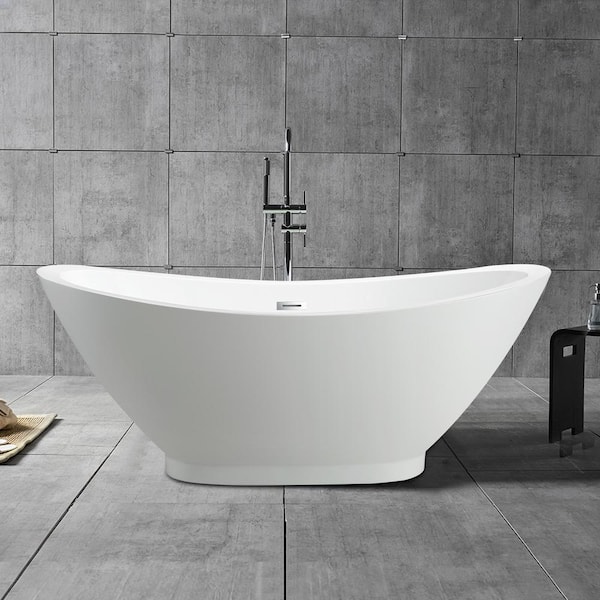 Vanity Art Besancon 69 In Acrylic Flatbottom Freestanding Bathtub In White Va6516 The Home Depot