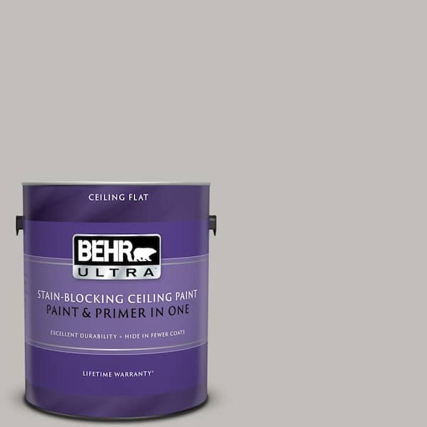 BEHR ULTRA 1 gal. #UL260-11 Natural Gray Ceiling Flat Interior Paint and Primer in One