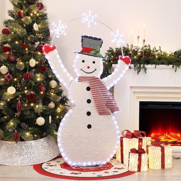 LuxenHome 60 in. Prelit Snowman with Snowflake Arch Christmas