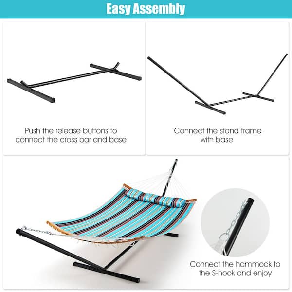 12.29 ft. Premium Metal 2-Person Heavy-Duty Hammock Stand with Storage