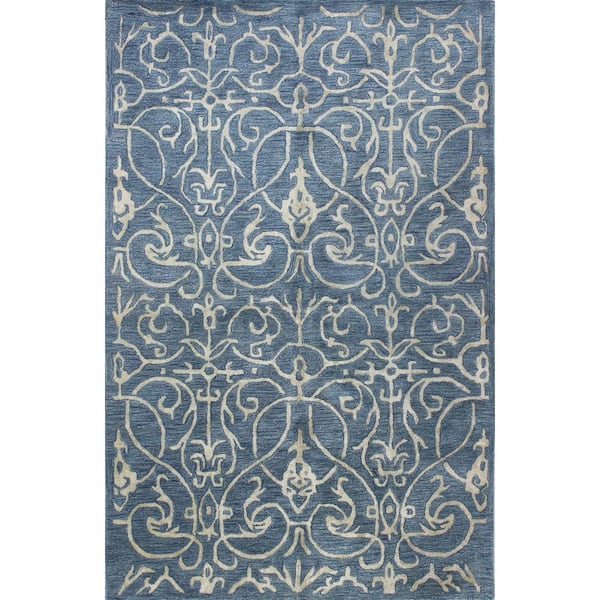 BASHIAN Greenwich Azure 4 ft. x 6 ft. (3'9" x 5'9") Floral Transitional Accent Rug