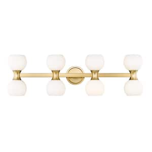 Artemis 6.5 in. 8 Light Modern Gold Vanity Light with Matte Opal Glass Shade with No Bulbs Included