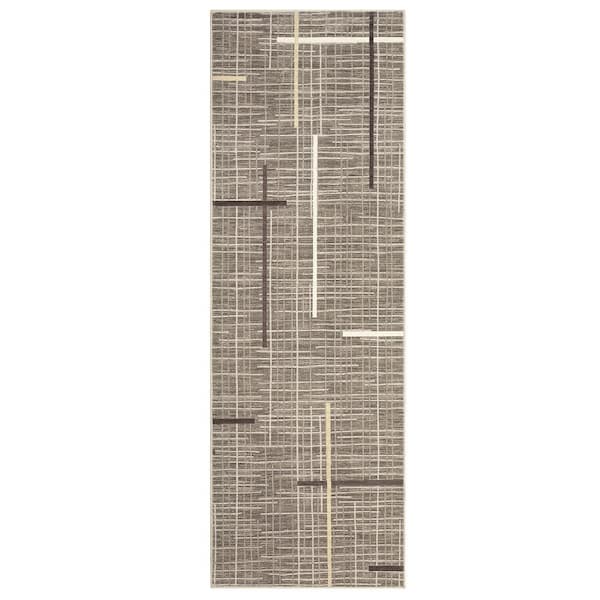 Striped Bedside Foldable Geometric Print Carpet Soft Thin Carpet Living Room Laundry Room Brown 2 ft. x 6 ft. Area Rug