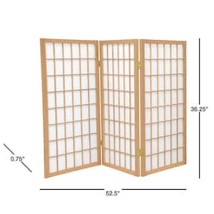 3 ft. Short Window Pane Shoji Screen - Natural - 3 Panels