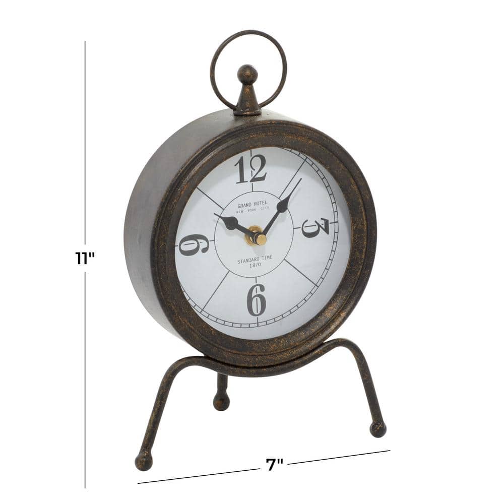 Brown Metal Standing Stopwatch Clock with White Face