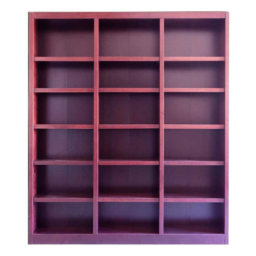 Cherry 84" Tall Triple Wide Wood Bookcase with Adjustable Shelves