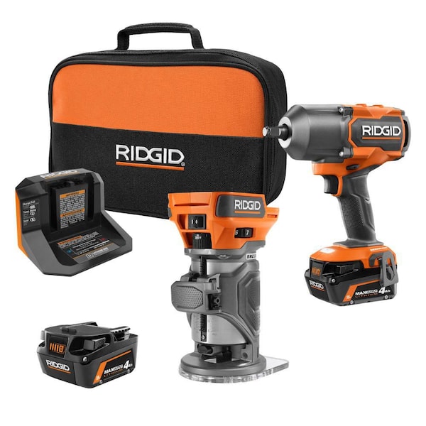 18V Brushless Cordless 4-Mode 1/2 in. High-Torque Impact Wrench Kit w/ (2) 4.0 Ah Batteries, Charger, & Compact Router