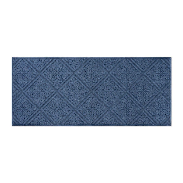 Austell Solid Dusty Navy 2 ft. x 5 ft. Geometric Runner Rug