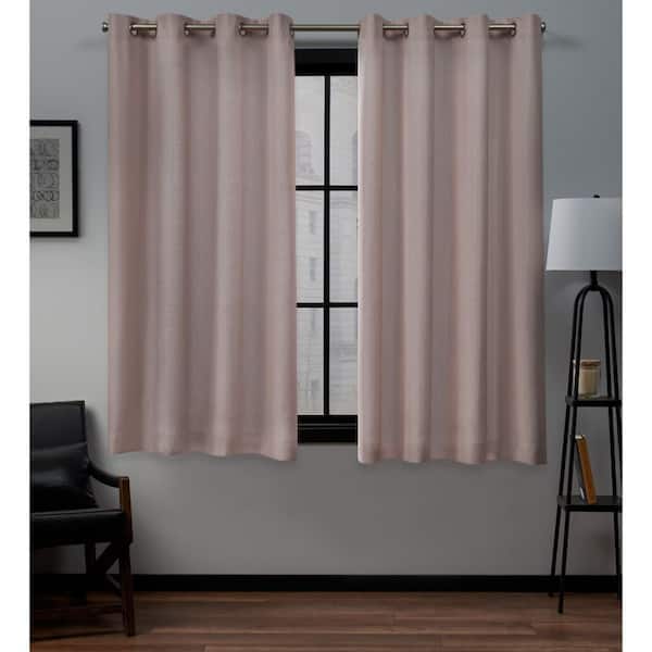 EXCLUSIVE HOME Loha Blush Solid Light Filtering Grommet Top Curtain, 54 in. W x 63 in. L (Set of 2)
