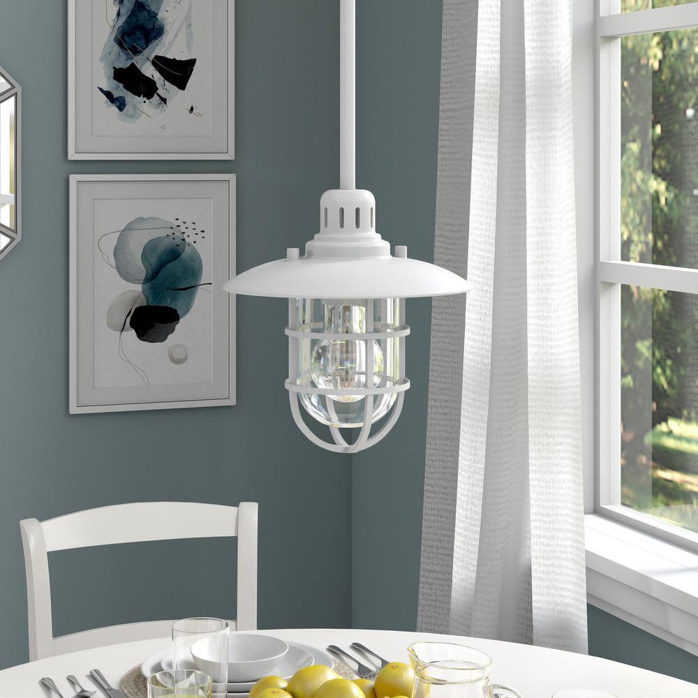 White Glass and Metal Globe Pendant Light