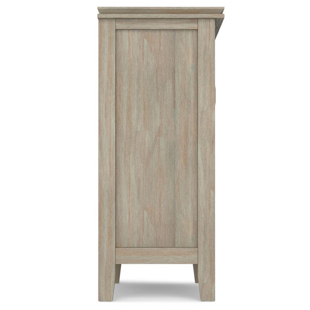 Artisan Handcrafted Solid Wood Low Storage Cabinet in Distressed Grey