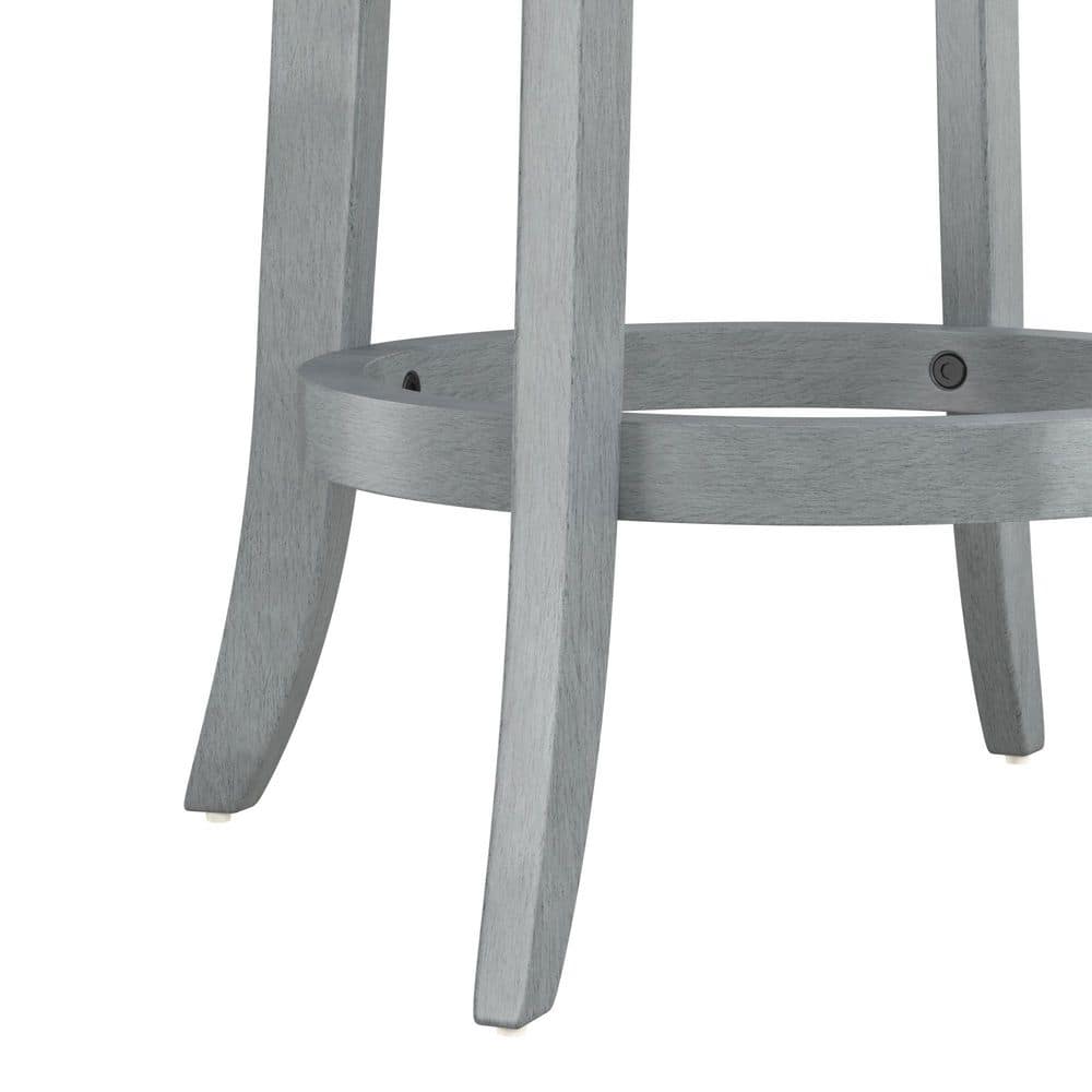 37" Blue Wire Brush Swivel Wood Counter Stool