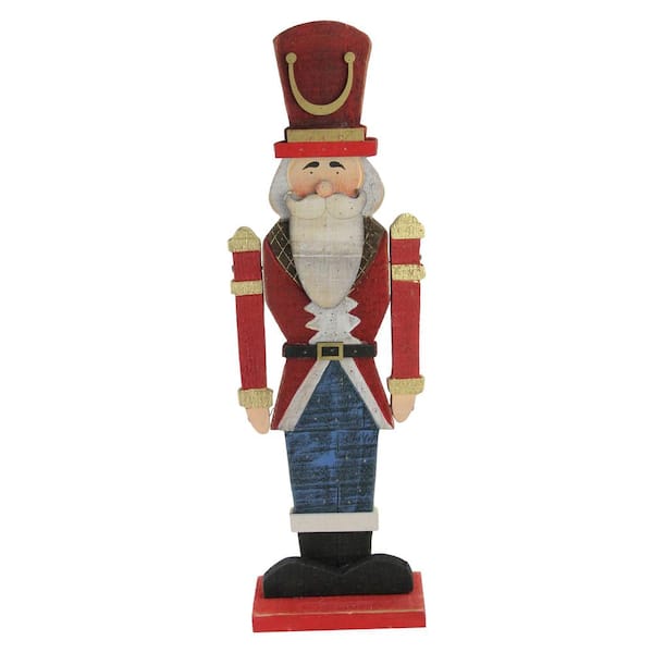 Northlight 21 in. Red and Blue Painted Wooden Standing LED Decorative Nutcracker