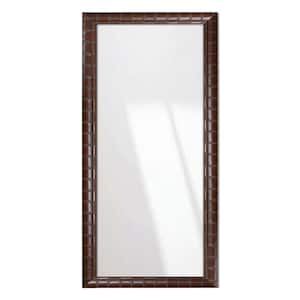 32 in. W x 66 in. H Rectangle Framed Dark Copper Bamboo Floor Mirror