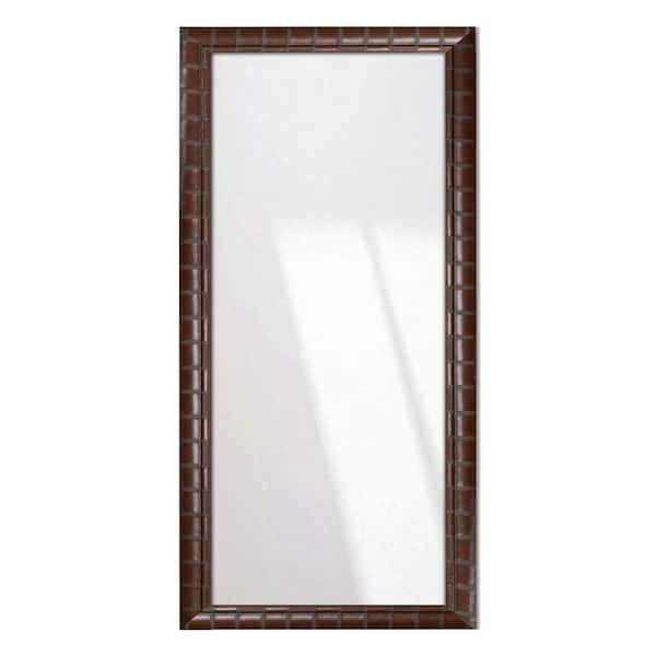 BrandtWorks 32 in. W x 66 in. H Rectangle Framed Dark Copper Bamboo Floor Mirror