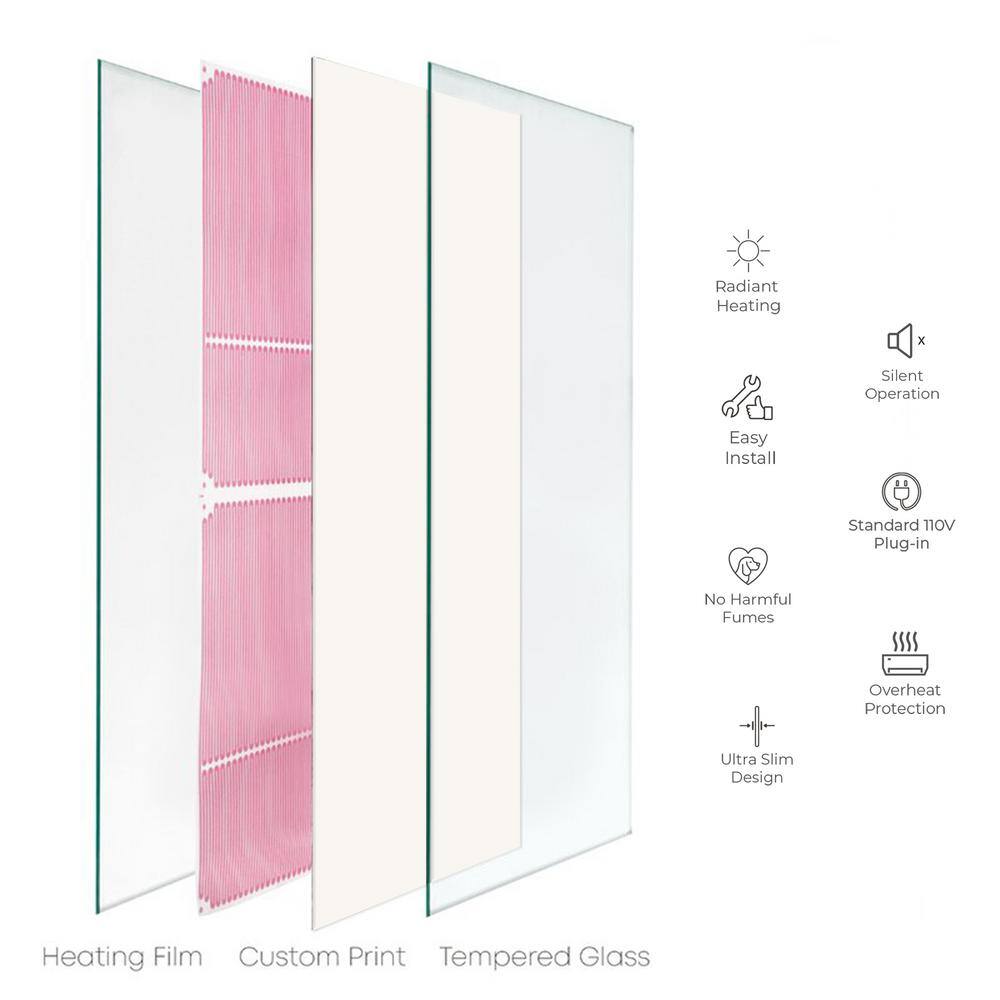 White Tempered Glass Radiant Wall Mounted Heater, 16x48