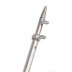 Taco 8' Center Rigger Pole - Silver w/Silver Rings & Tip - 1-1/8 Butt End Diameter