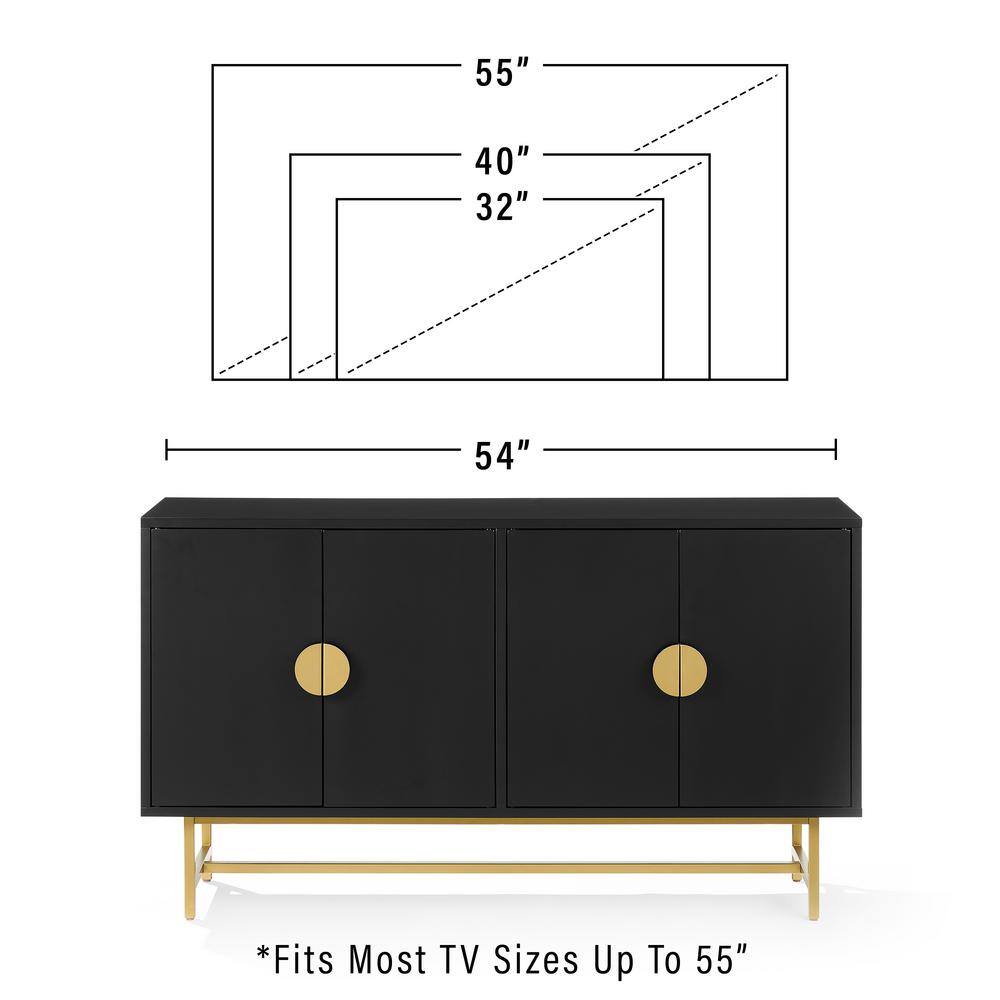 Blair 54" Matte Black and Gold Mid-Century Modern Sideboard