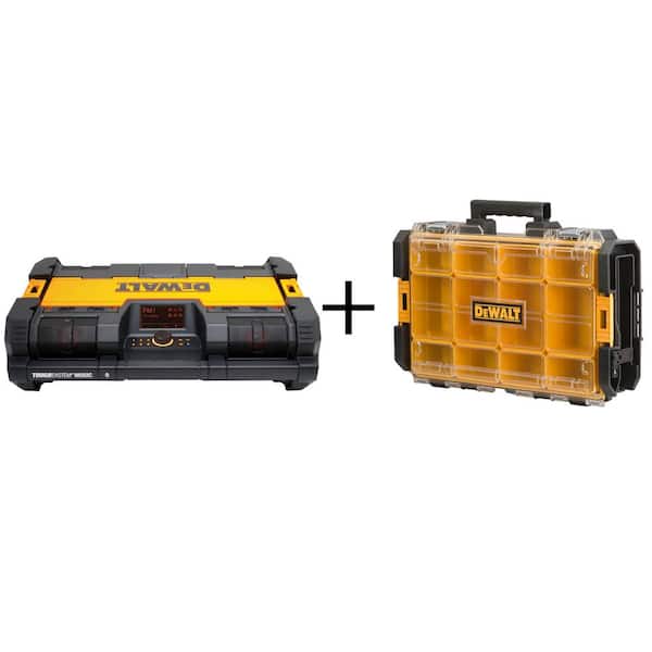 DEWALT TOUGHSYSTEM 14-1/2 in. Portable and Stackable Radio/Digital Music Player and 12-Compartment Small Parts Organizer