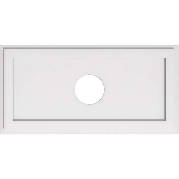 30 in. W x 15 in. H x 5 in. ID x 1 in. P Rectangle Architectural Grade PVC Contemporary Ceiling Medallion