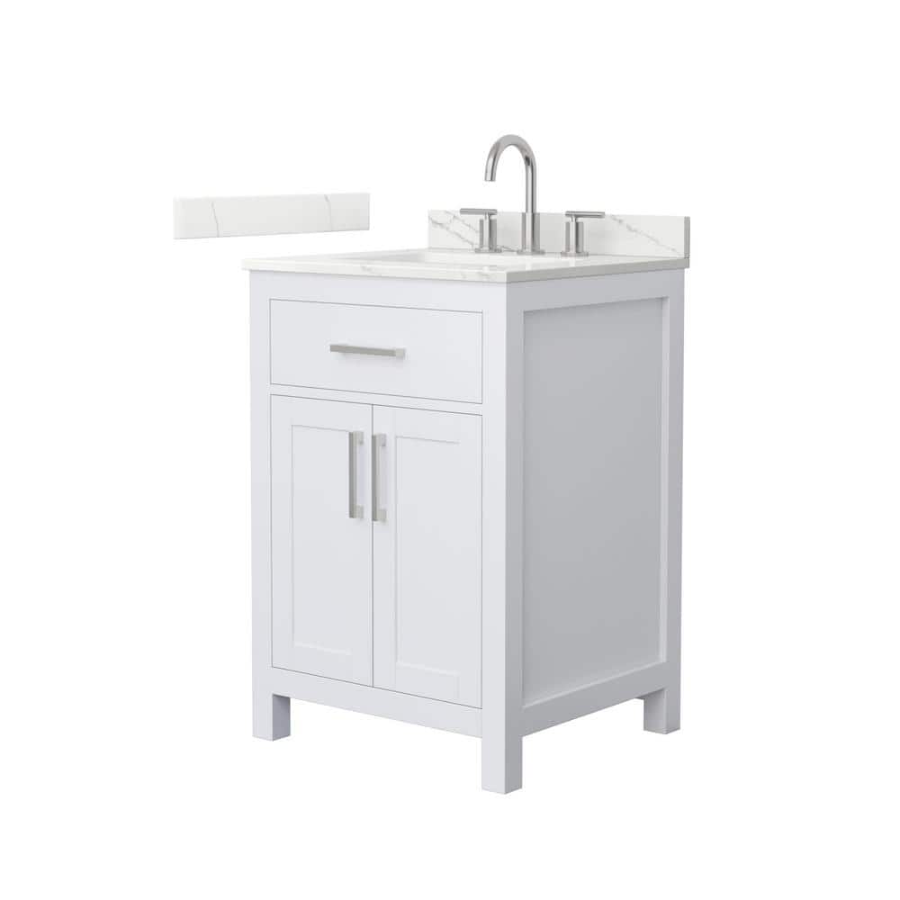 Beckett 24 in. Single Freestanding White Bath Vanity with Giotto Quartz Top (Assembled) price history on PriceWatchPro