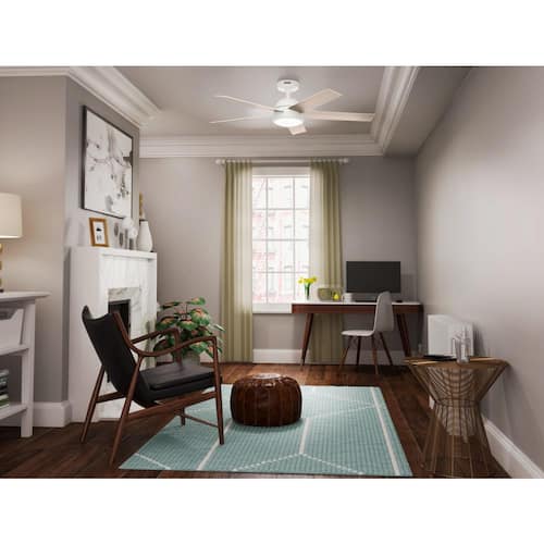 Sierra 52 in. Indoor/Outdoor Porcelain White Standard Ceiling Fan with LED Light Kit and Remote Control Lighting