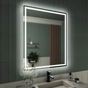 30 in. W x 36 in. H Rectangular Frameless LED Light Anti-Fog Wall Bathroom Vanity Mirror in Polished Crystal