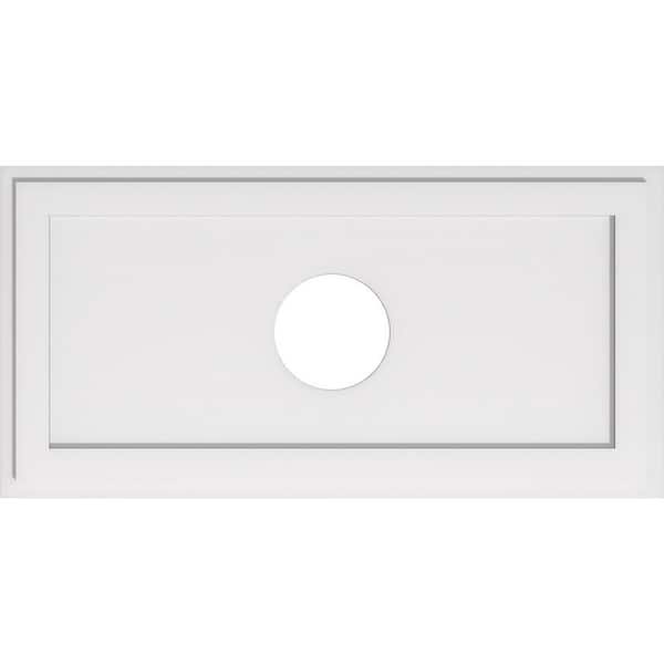 Ekena Millwork 40 in. W x 20 in. H x 7 in. ID x 1 in. P Rectangle Architectural Grade PVC Contemporary Ceiling Medallion