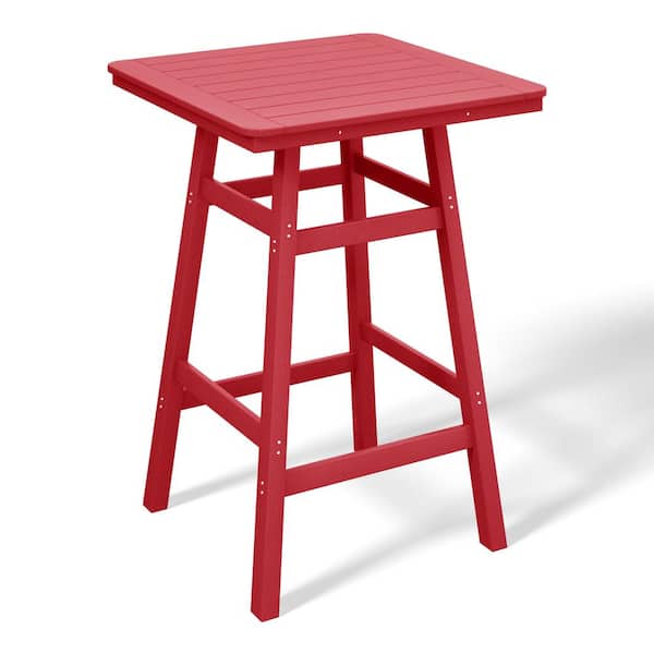 WESTIN OUTDOOR Laguna 30 in. Square HDPE Plastic All Weather Outdoor Patio Bar Height High Top Pub Table in Red