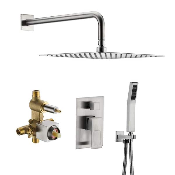 SUMERAIN Modern 1-Handle 1-Spray Shower Faucet 1.8 GPM with Pressure Balance in Brushed Nickel(Valve Included)