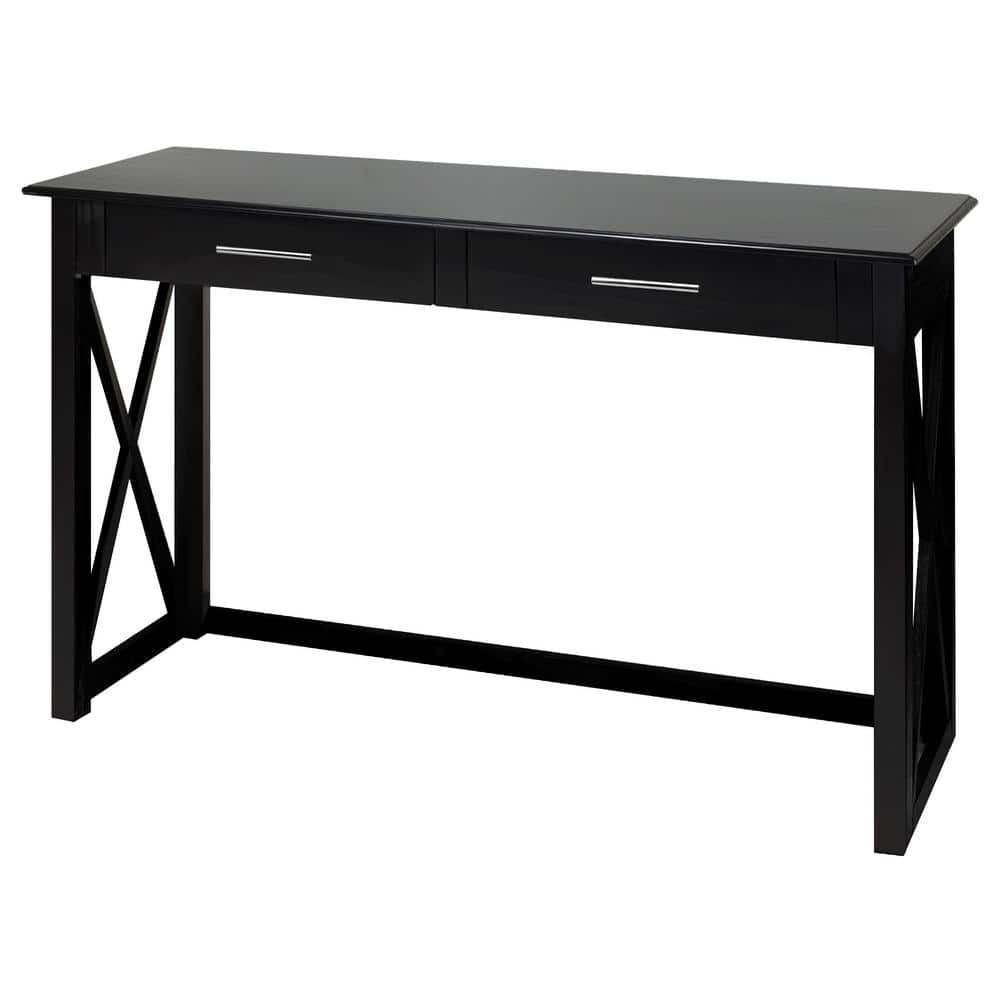 Bay View Black Solid Wood Console Table with Storage Drawers