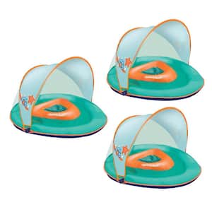 Orange Baby Boat Float with Safety Seat and Sun Shade Canopy (3-Pack)