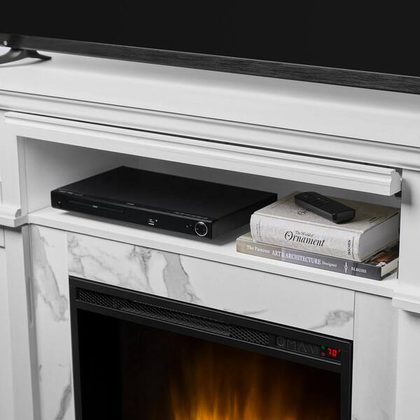 StyleWell Pinesbridge 53 in. Deluxe Decorative Electric Fireplace Storage  Mantel, in White SP6977 - The Home Depot