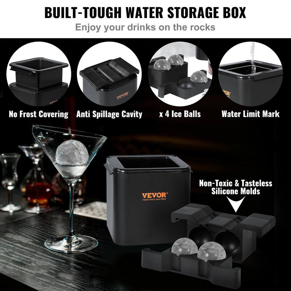 Black Silicone 4-Cavity Clear Ice Ball Maker with Storage Bag