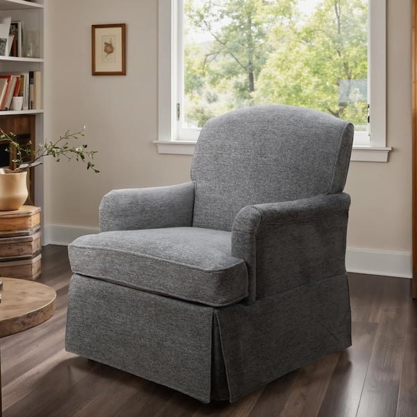 Elegrest Gray Polyester Swivel Accent Arm Chair