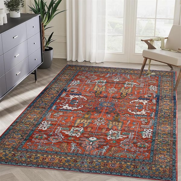 Kahomvis Area Rug 5x7 Vintage Bohemia Non-slip Washable Rug