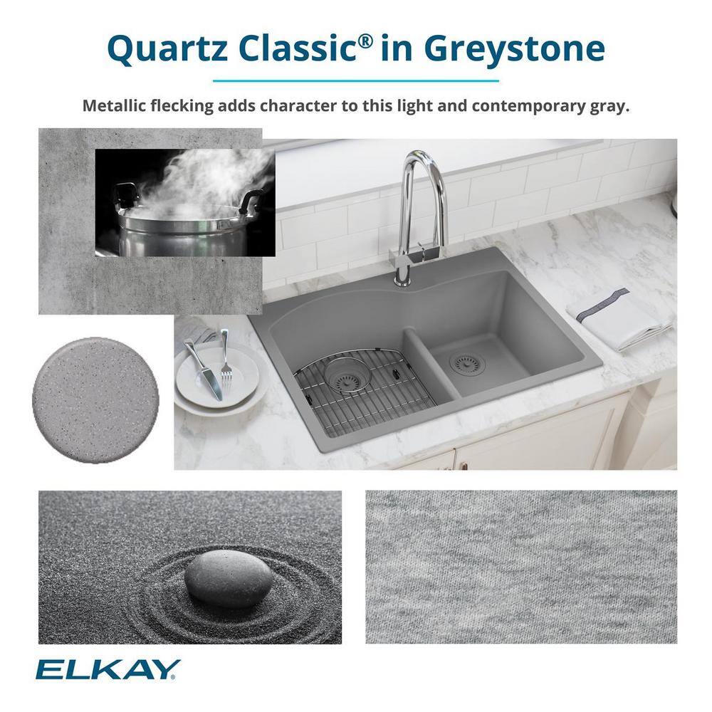 Greystone Quartz Double Basin Drop-In Kitchen Sink